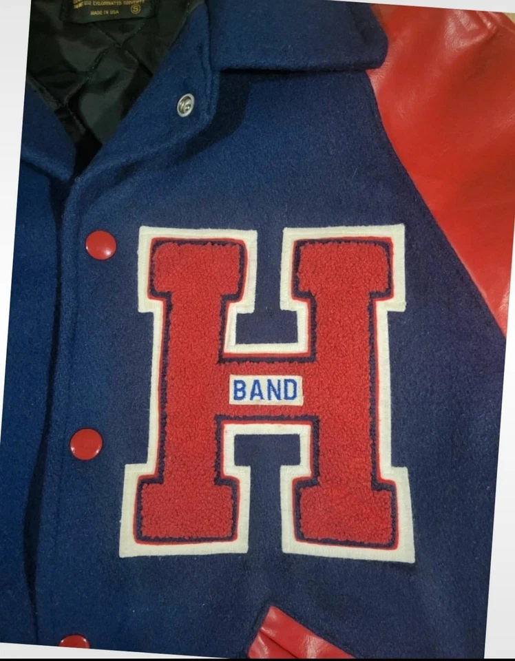 Blouson Teddy Vintage 90s Made in USA Taille S Bleu & Rouge Lone Star Rare !  - Photo 3/4