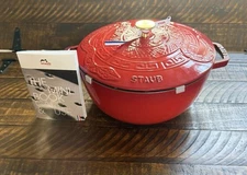 Williams Sonoma Staub Enameled Cast Iron French Oven with Snake Lid 5 Qt OB