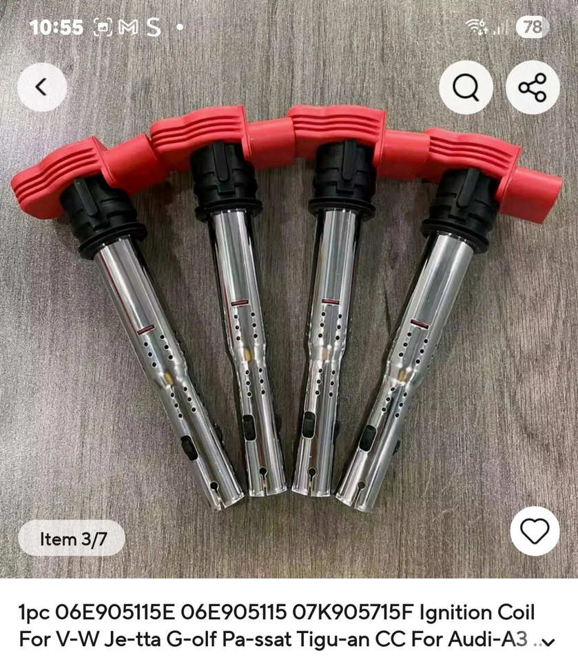 GENUINE Ignition Coil 4X Audi A4 A5 R8 VW Golf GTI 06E905115E - Image 2 of 3