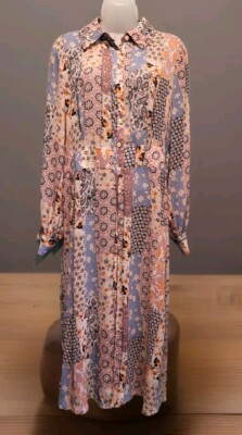 NWOT Sheer Patchwork 1/2 Button Up Duster Pink Blue G.I.L.I. Got It Love It Sz S