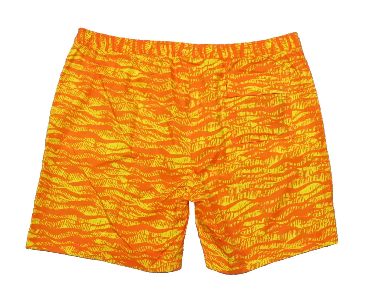 Psycho Bunny Men s Neon Tangerine Orange Foley Graphic Print Swim