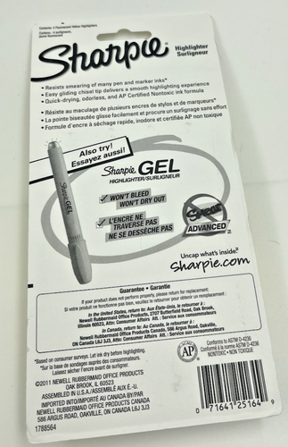 SHARPIE Tank Style Highlighters Chisel Tip Fluorescent Yellow 4 Count Lot 2 NOS - Picture 2 of 2