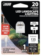 1 Feit Electric LED 20 Watt 12 Volt 135 Lumens G4 Base Landscape Light Bulb
