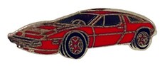 Vintage Maserati Hat Lapel Pin Tie Tac Red Enamel Silver Tone