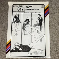 1981 Stretch and Sew Pattern 317 Leotard & Skating Dress, Uncut, Bust Sz 30-44