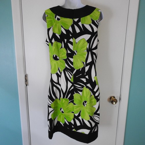 Kim Rogers Green Black Floral Dress Size 10 Women Sleeveless Sheath Stretch - Picture 2 of 6