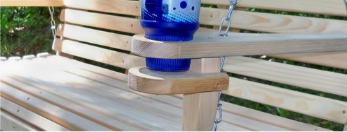 5ft REG Cypress Wood Wooden Porch Bench Swing WITH CUP ARMS & CHAINS Made In USA - Picture 6 of 9