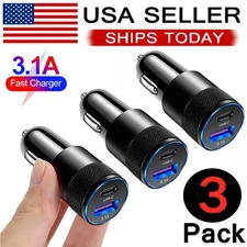 3Pack 2 Port PD USB-C Fast Charging Car Charger Adapter For iPhone For Samsung