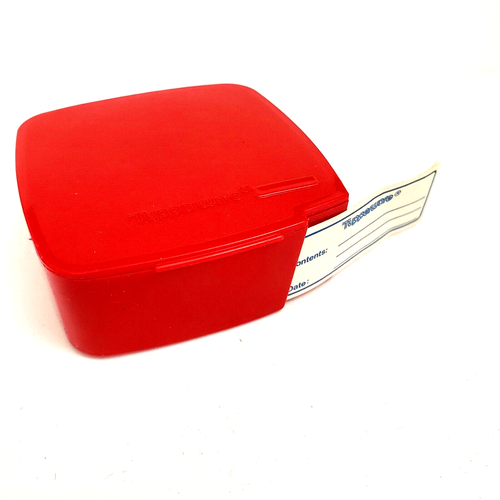 Vintage Red Tupperware Freezer Label Dispenser with Roll of Labels eBay