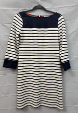 Sandra Darren Womens Size 6 White & Navy 3/4 Sleeve Striped Shift Dress