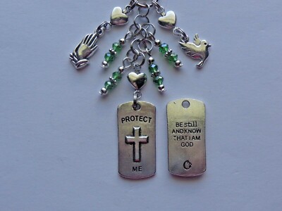 BE STILL KNOW THAT I AM GOD KEY CHAIN BAG CHARM PURSE CLIP JUNK JOURNAL DANGLE