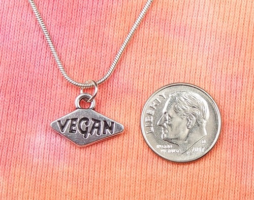 Vegan Necklace, 16"-36" chain Vegetarian Veggie Lover Message Charm Pendant nb - Picture 2 of 7