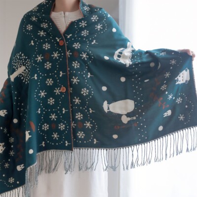 Studio Ghibli My Neighbor Totoro Scarf Stole with Button Snow