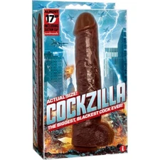 COCKZILLA 16.5" Black Realistic Massive Cock - Mega Huge Girth Length Dildo