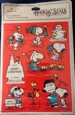 SEALED NEW Vtg HALLMARK Peanuts Charlie Brown Snoopy STICKERS HOLIDAY SEALS NOS