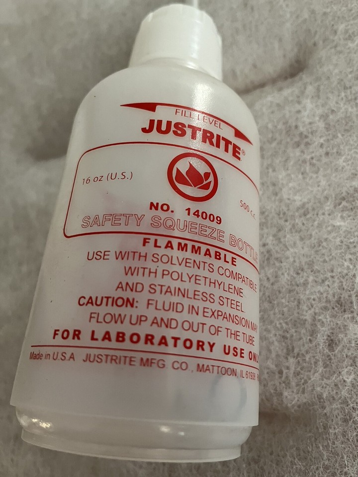 JUSTRITE 14009 16 oz Safety Squeeze Bottle (White) NEW Free Same Day