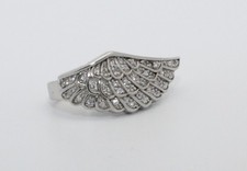CUBIC ZIRCONIA set in .925 STERLING SILVER Size 5 WING RING FREE SHIPPING