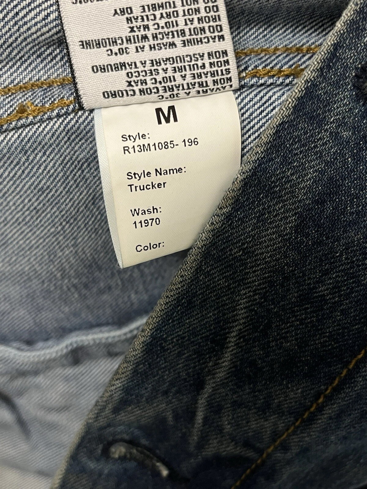$1250 R13 Distressed Zipper Trucker Jacket Medium image 10