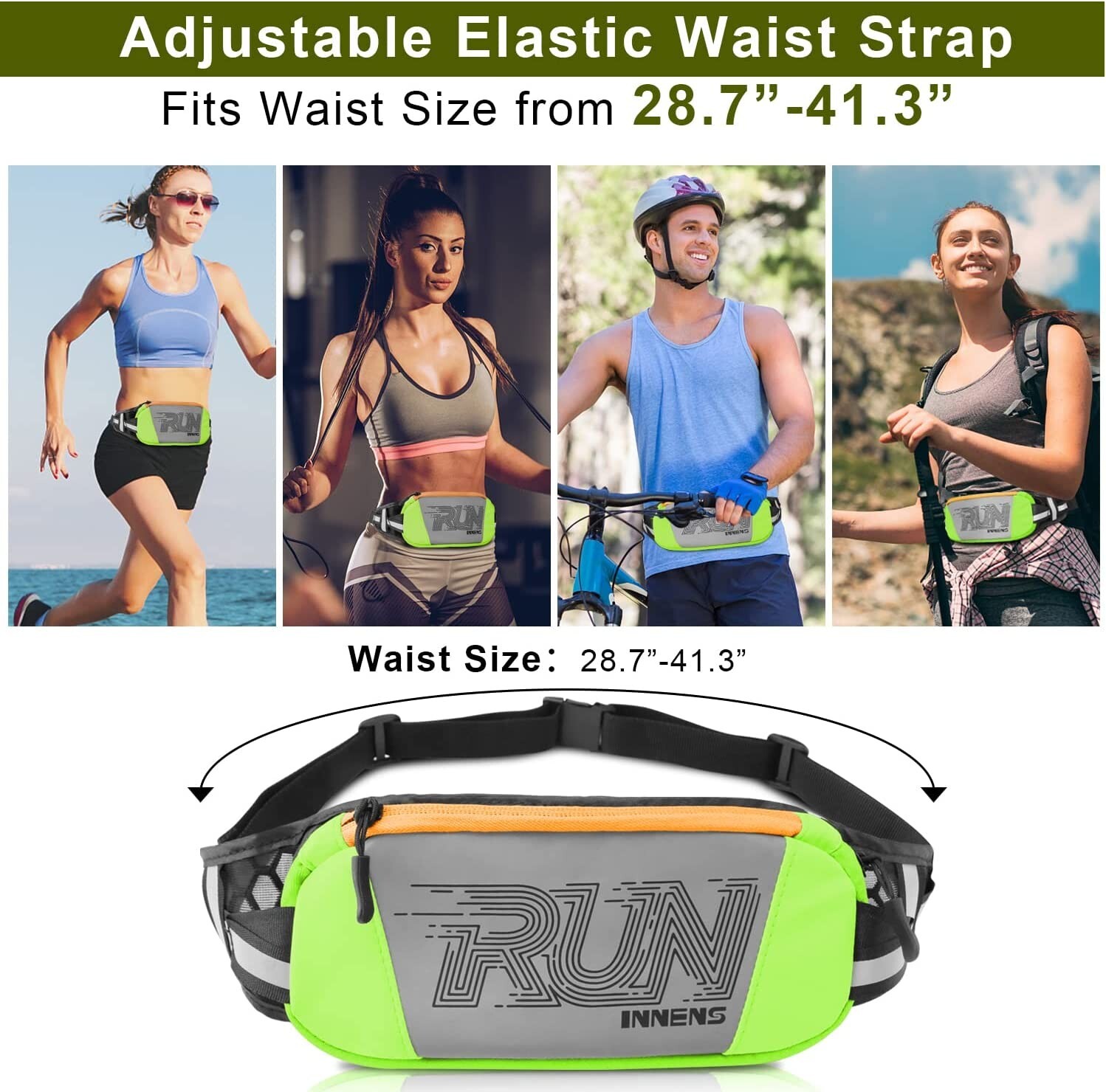 Waterproof Sport Runner Waist Bum Bag Running Jogging Belt Pouch Zip Fanny Pack