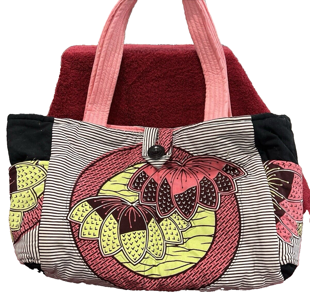 6-Pocket 14x7x10 Inch Washable Soft Tote Bag with Button Closure