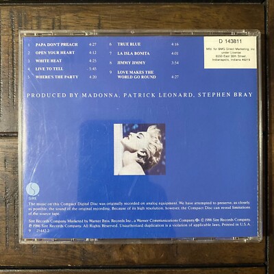 まま様 MADONNA - TRUE BLUE (CD) 1986!!! RARE!!! SIRE 9 25442-2 / D 143811