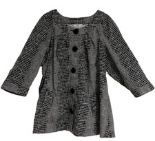 S.l.b. Woman Jacket Blazer Black White 3/4 Sleeves Big Black Buttons 24w