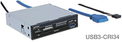 Internal 3.5'' Bay 34-in-1 USB2 Card Reader/Writer w/ USB3 Port + SIM/Smart Card