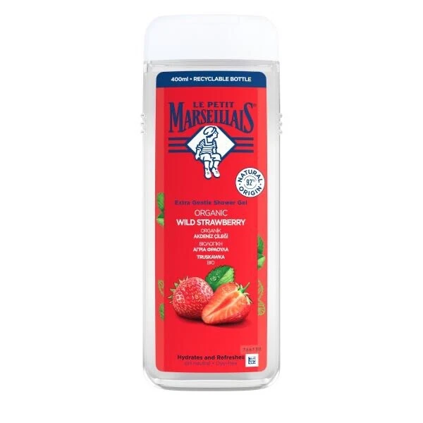 Le Petit Marseillais shower gel: ORGANIC WILD STRAWBERRY 400ml FREE SHIP