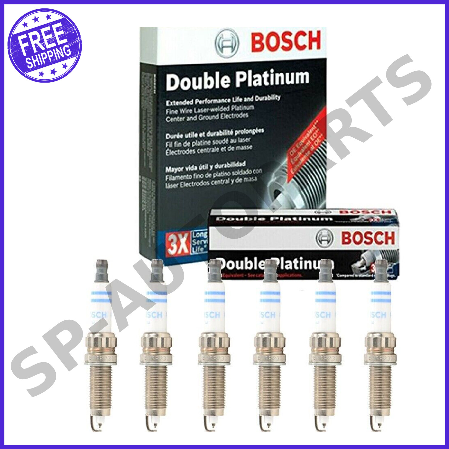 Bosch Double Platinum Spark Plug 6PCS for BMW 135i 335i 435i 535i 640i X1 X3 X4