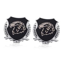 Heavy Metal Eagle Cars Emblem Badges 2 Pieces, 3.1 x 3.3 Inch Silvery-Eagle