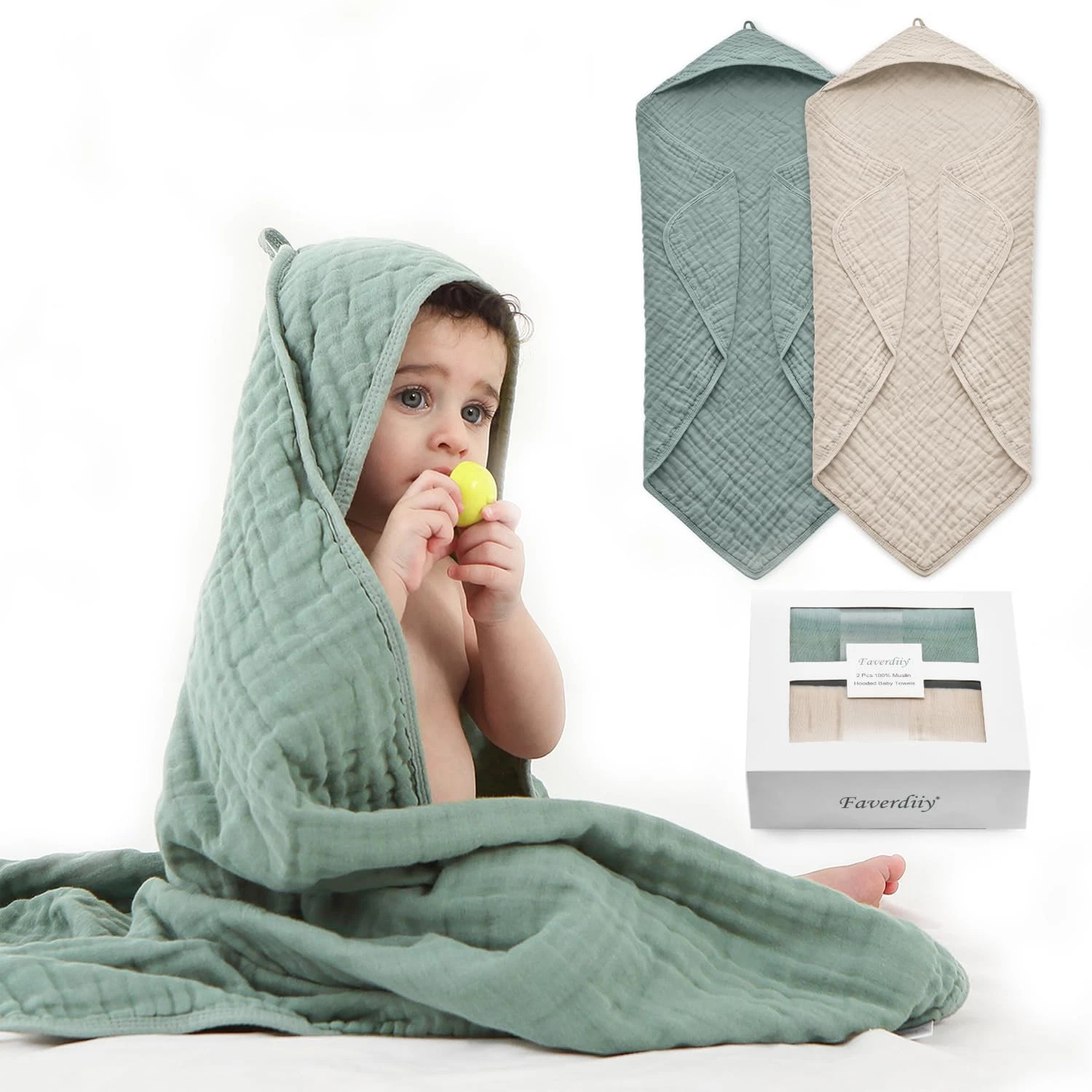 Hooded Baby Towels for Newborn, 35x35 Inch 2 Pack 100% Muslin Cotton Baby Bat...
Opens in a new wind