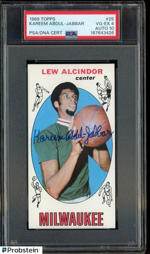1969-70 Topps #25 Kareem Abdul-Jabbar RC Rookie HOF PSA 4 PSA/DNA 10 AUTO