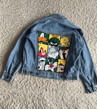 Vintage 1995 Warner Bros Looney Tunes Denim Jacket Bugs Bunny Tweety XS Oversize