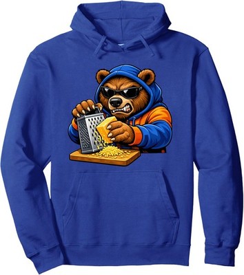 Bear Grating Cheese Funny Retro Graphic Unisex Hooded Sweatshirt