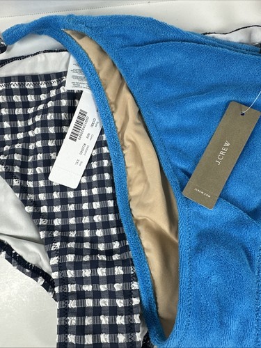 2 J CREW Bikini Bottoms NEW With Tags Womens Swim Size XXL Checkered Blue - Picture 2 of 14