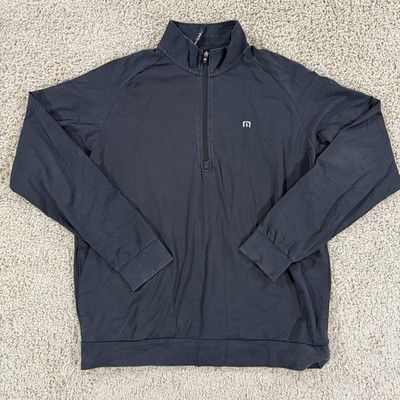Travis Mathew Jacket Mens Large Black Cloud 2.0 1/4 Quarter Zip Fleece Golf Logo