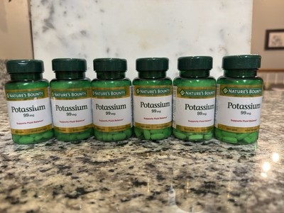 Nature's Bounty Potassium 99 mg 100 Caplets Non-GMO Mineral Supplement, 6pk
