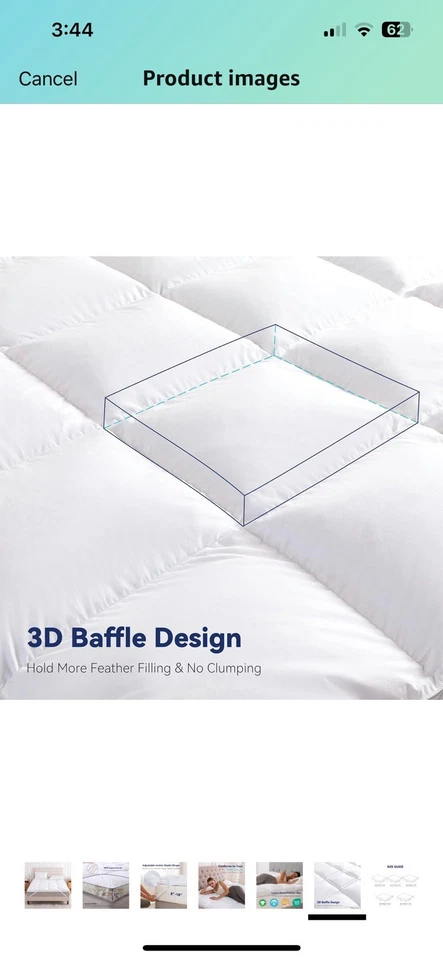 Топпер для матраса с белым гусиным пером, топпер для кровати с королевским пером — НОВЫЙ - Изображение 3 из 4