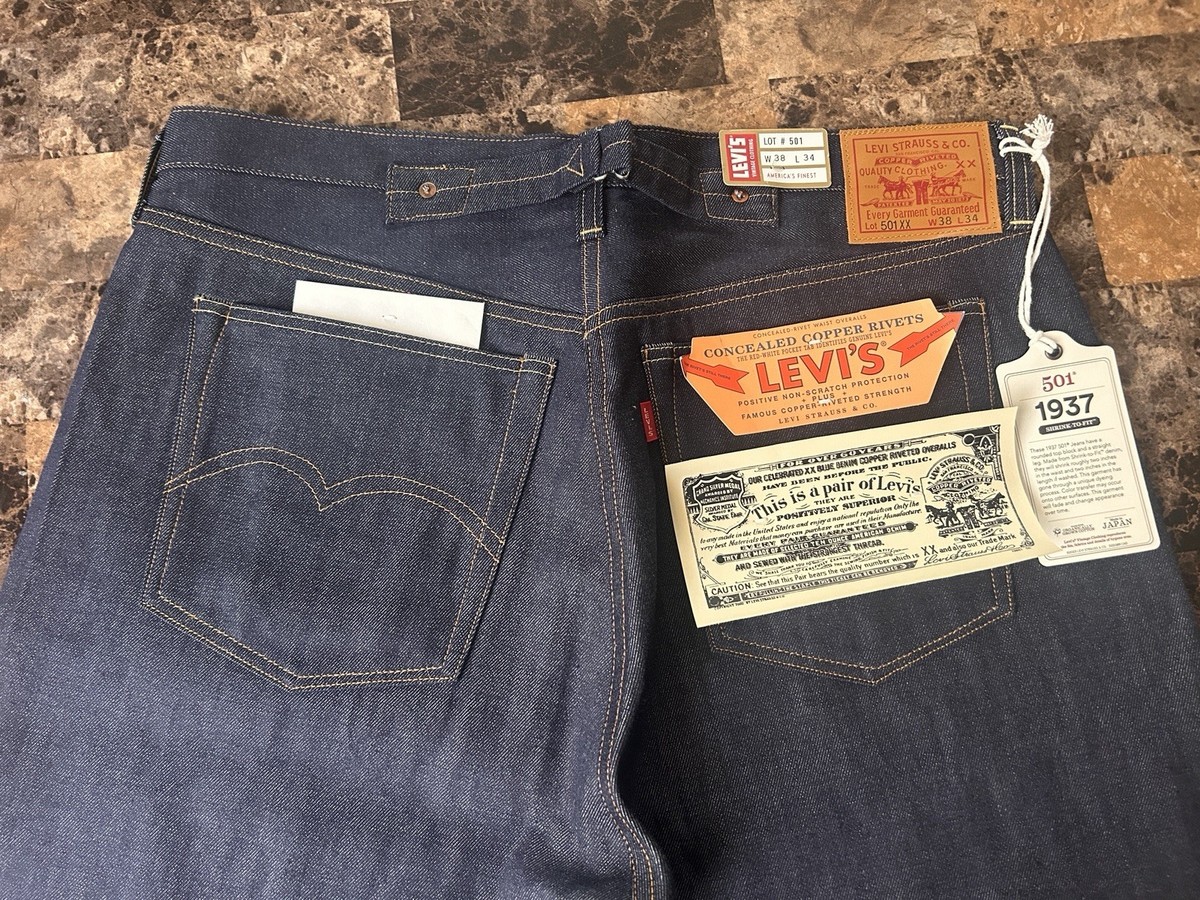 1937 Levi's 501 Vintage Denim Jeans with Concealed Copper Rivets