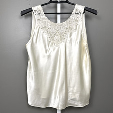 Vintage Cinema Etoile Satin Cami Camisole Tank Top Plus Size 2X Ivory Glossy