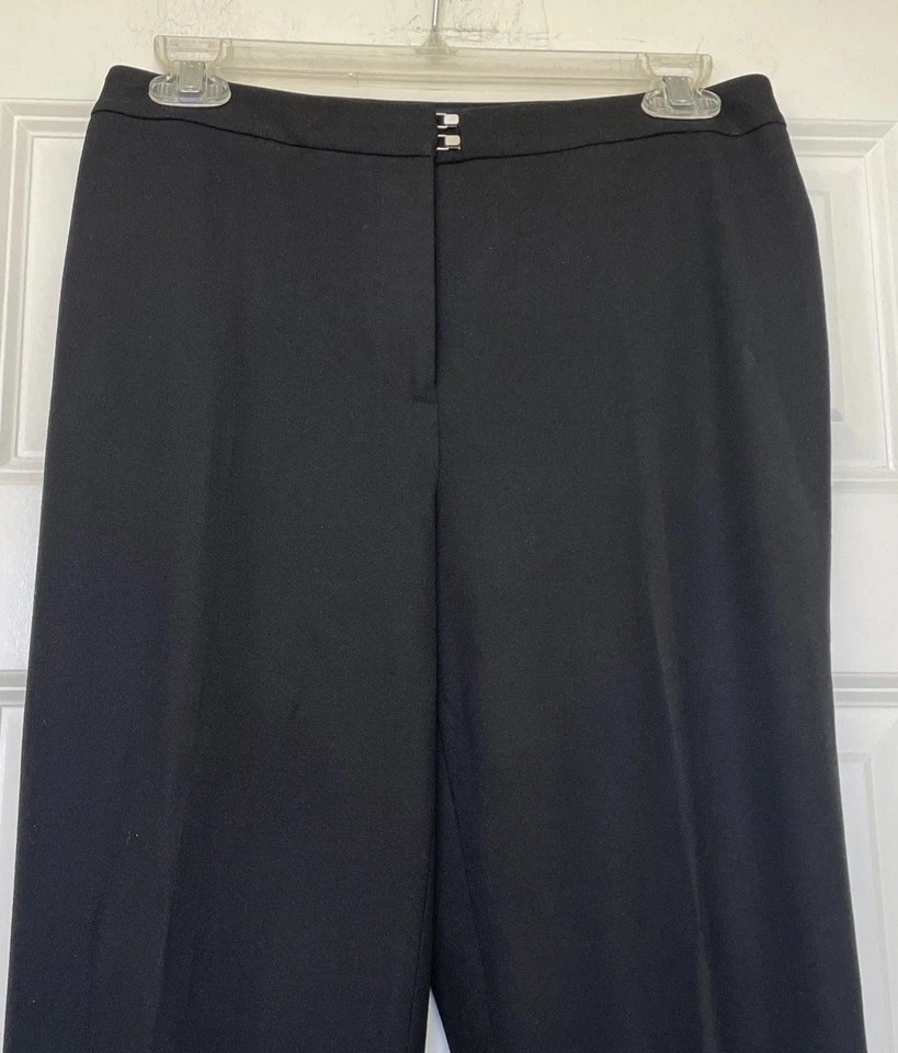 Pantalones de vestir negros elásticos con cremallera frontal talla 4P Ann Taylor para mujer Foto 3 de 4