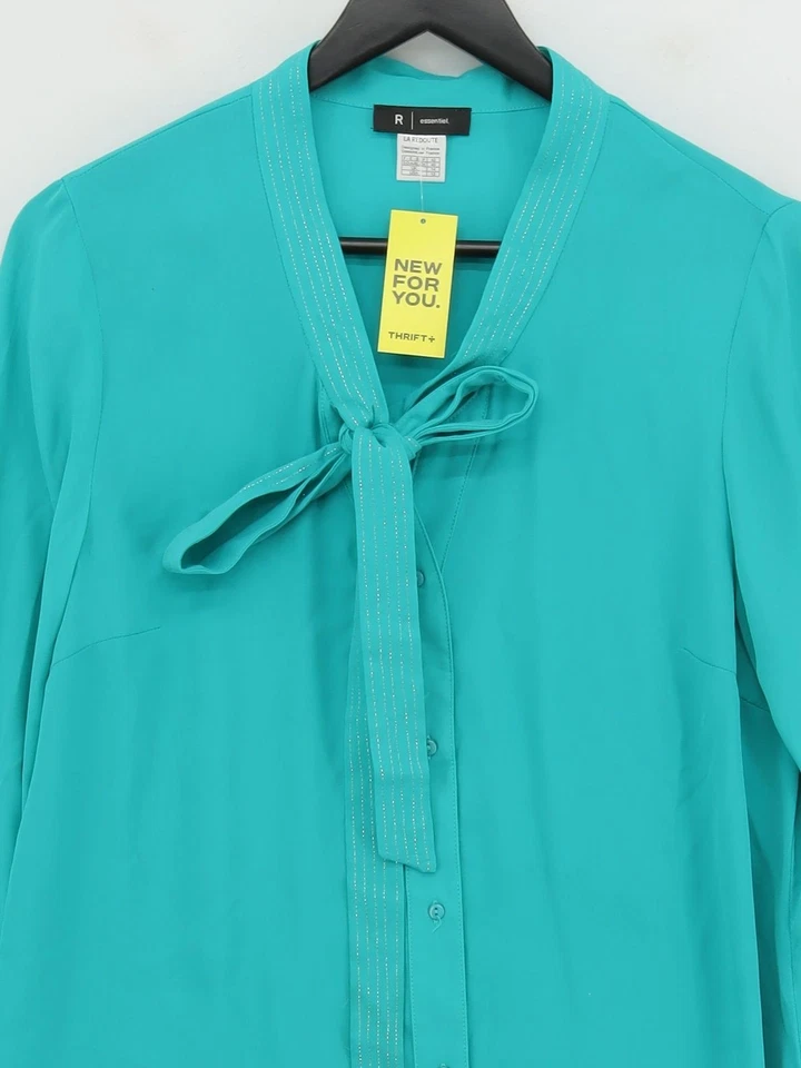 Blusa para mujer La Redoute UK 14 azul 100 % poliéster manga larga cuello en V básica Foto 3 de 4