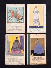 Lot of 4 Antique French Fashion Advertising Prints Bab French Gowns Paris & NY