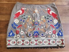 Altar d State Embroidered Short Skirt Medium Colorful Boho Pom Pom Hem