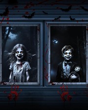 YUSPENYE 2pcs Halloween Window Cover 31.5"W x 47.2"L Pack of 2 , Creepy Kids