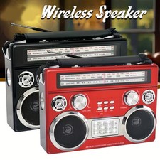 Portable 3 Band Radio Bluetooth Speaker with AM/FM/SW Receiver  LED Flashlight