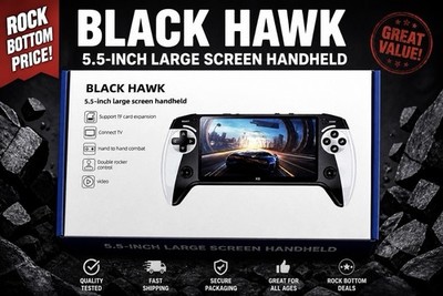 Black Hawk 5.5 - Inch Large Screen Handheld Video Game New w/ Open Box