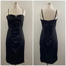 Preeti Chandra Dress Women's Medium Black Ruched Sleeveless Eveningwear Cocktail