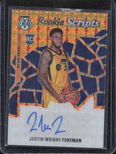 2019-20 MOSAIC ROOKIE SCRIPTS ORANGE AUTO JUSTIN WRIGHT-FOREMAN JAZZ
