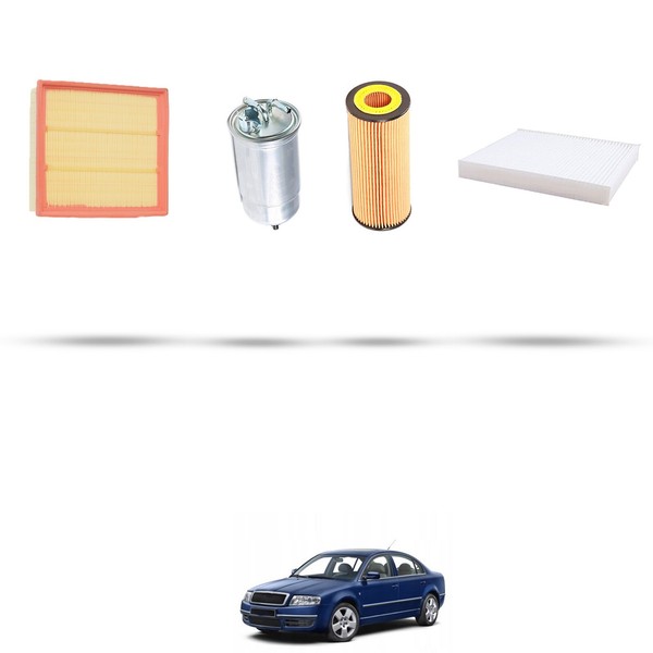Hoffcar Set Service - 4 Filter FüR Skoda Superb I (3U) 1.9 Tdi 85Kw Von 2005-image
